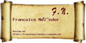 Francsics Nándor névjegykártya